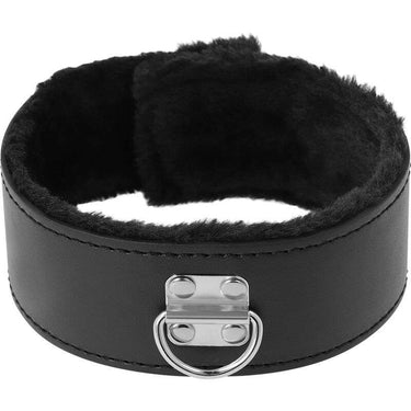 Collana BDSM Nera in Neoprene e Semi-Pelle con Catena Robusta